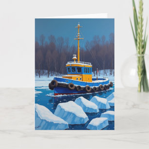 Icy Fathers Day Boat Art Card