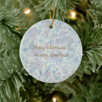 Icy Frost Pewter Snowflake Xmas Happy New Year Ceramic Tree Decoration