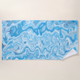 Icy Glacier Blue Marble Texture Abstract Liquid Beach Towel