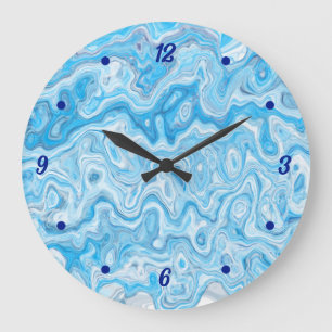 Icy Glacier Blue Marble Texture Abstract Liquid Large Clock