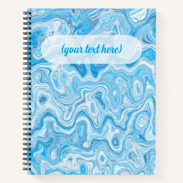 Icy Glacier Blue Marble Texture Abstract Liquid Notebook (Front)