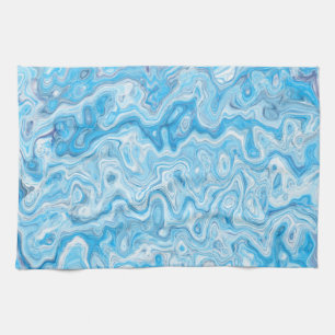 Icy Glacier Blue Marble Texture Abstract Liquid Tea Towel