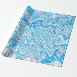 Icy Glacier Blue Marble Texture Abstract Liquid Wrapping Paper