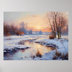 Icy Havel River at Sunset Poster