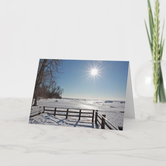 Icy Lake Erie 7 x 5 Folded Greeting Card - blank (Front)