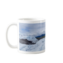 Icy Mountain Glacier Scene with Cloudy Sky