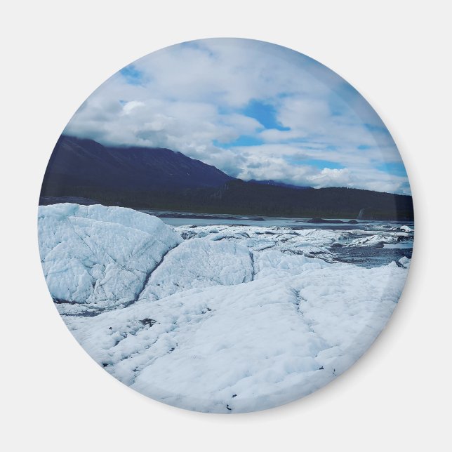 Icy Mountain Glacier Scene with Cloudy Sky Magnet (Front)