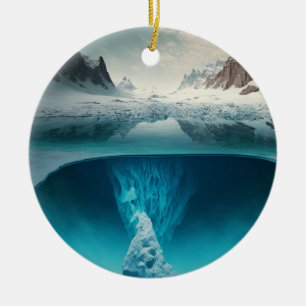 Icy Mountain View Ceramic Tree Decoration