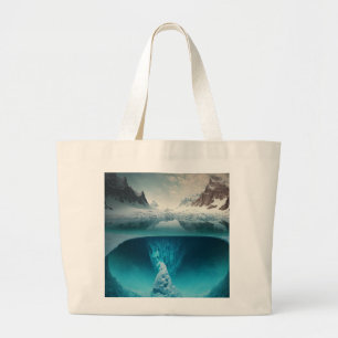 Icy Mountain View Large Tote Bag