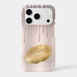 Icy Pink Gold Lips Diamond Glitter Sparkle Drip