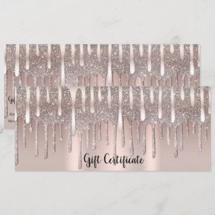 Icy Pink Rose Gold Glitter Salon Gift Certificate Invitation