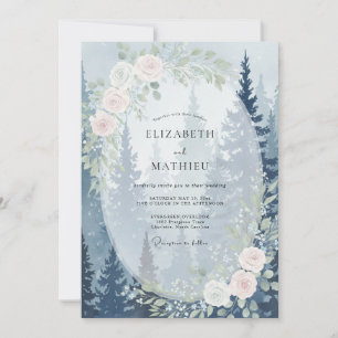 Icy Pink Woodland Eucalyptus Wedding Invitation