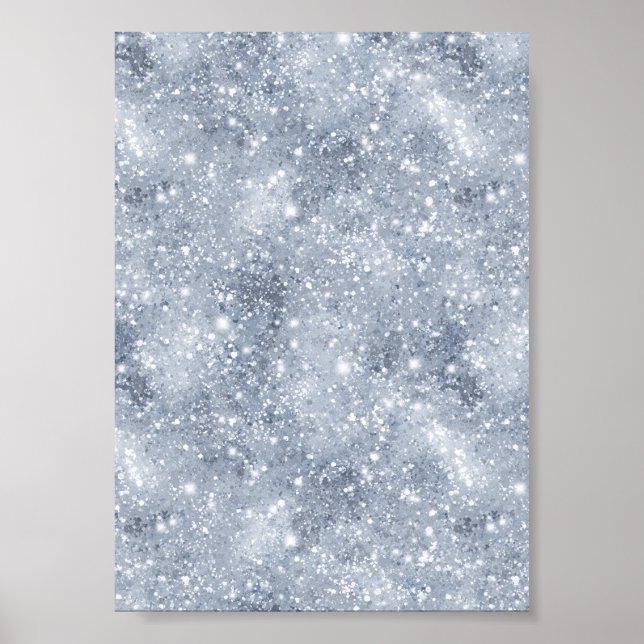 Icy Silver Frost Glitter White Glitter Pattern Poster (Front)