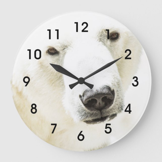 Icy stare of a polar bear large clock (Front)