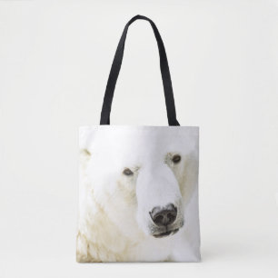 Icy stare of a polar bear tote bag