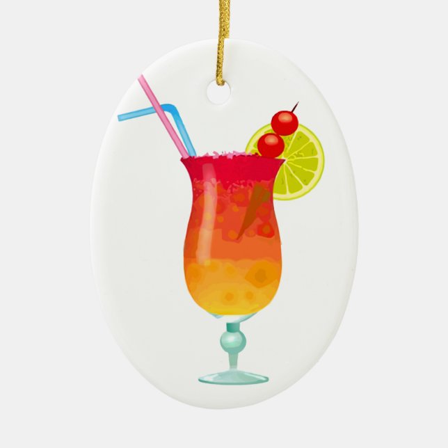 Icy Tropical Rum Punch Ceramic Tree Decoration (Front)
