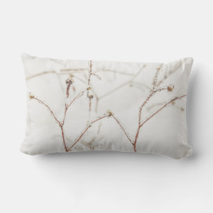 Icy Twigs and Snow Winter  Lumbar Cushion