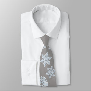 Icy White Frozen Snowflake Elegant Christmas Gray Tie