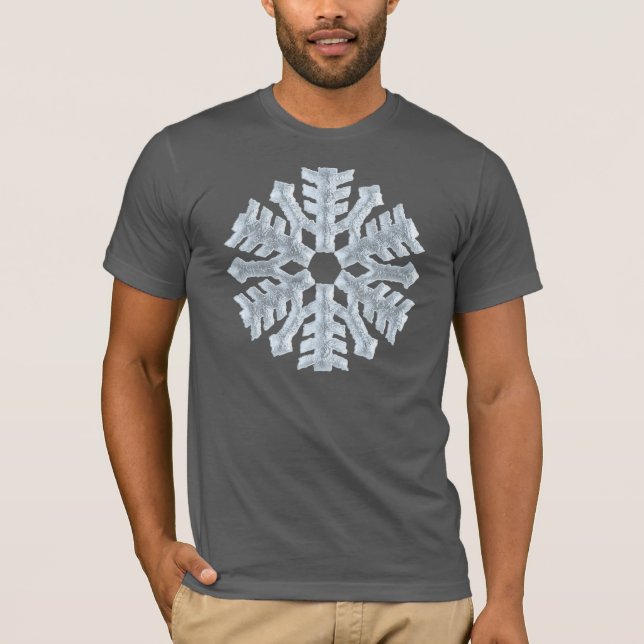 Icy White Frozen Snowflake Elegant Christmas Grey T-Shirt (Front)