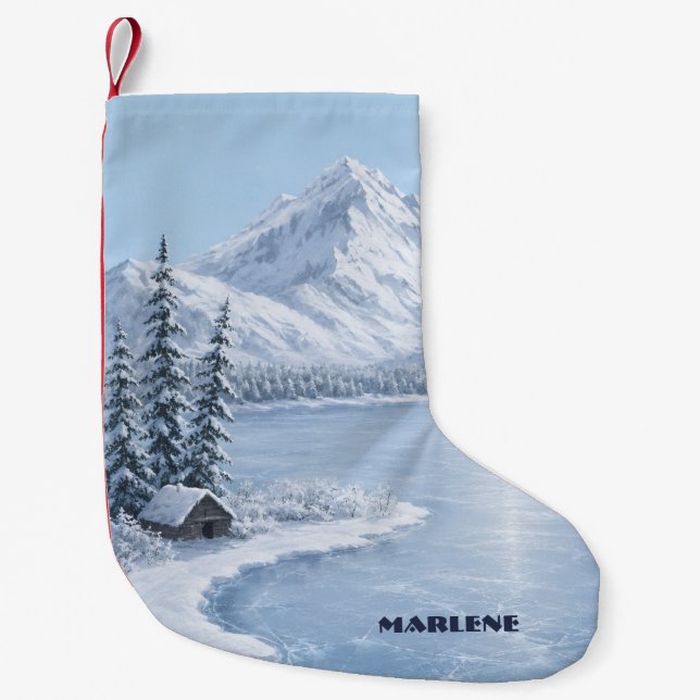 Icy Winter Small Christmas Stocking (Front)