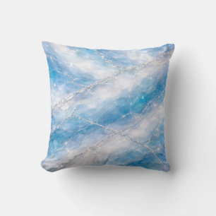 Icy Winter Wonderland Marble with Silver Veining Cushion