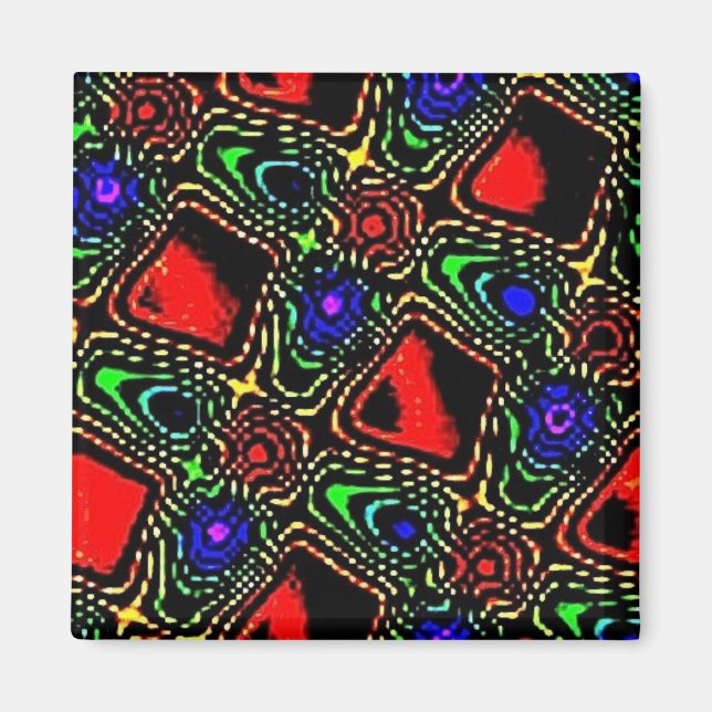 ID=2804 RED METALLIC PEACKOCK PATTERN BACKGROUNDS MAGNET (Front)