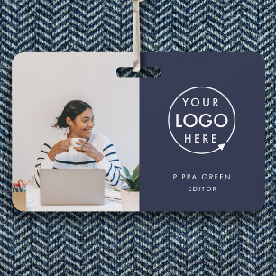 ID Badge Card   Custom Navy Blue Staff Name Badges