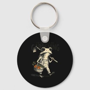 I'd be gardening funny frog gardening plant humour key ring