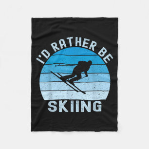 I'd be skiing retro vintage skier ski men dad boys fleece blanket