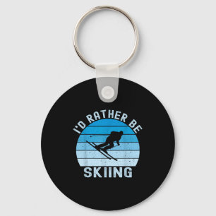 I'd be skiing retro vintage skier ski men dad boys key ring