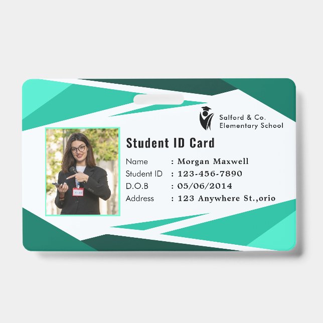 ID Card Badge Modern Business Student Photo (Front)