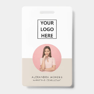 ID Card Modern Minimalist Grey Photo Name Logo Badge