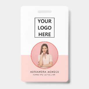 ID Card Modern Minimalist Grey Photo Name Logo Badge