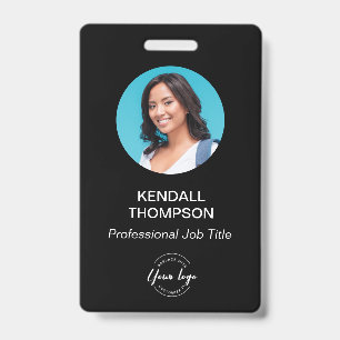ID card simple modern black white Custom photo  Badge