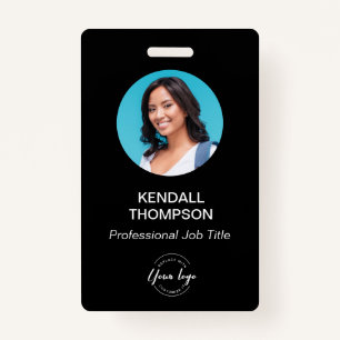 ID card simple modern black white Custom photo  ID Badge