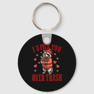I'd Ck You Over Trash Funny Raccoon Retro Valentin Key Ring