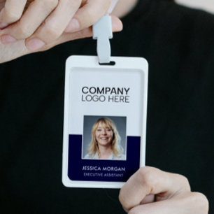 ID CORPORATE LOGO EMPLOYEE PHOTO DARK BLUE NAVY BADGE