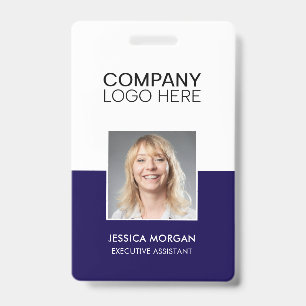 ID CORPORATE LOGO EMPLOYEE PHOTO DARK BLUE NAVY BADGE