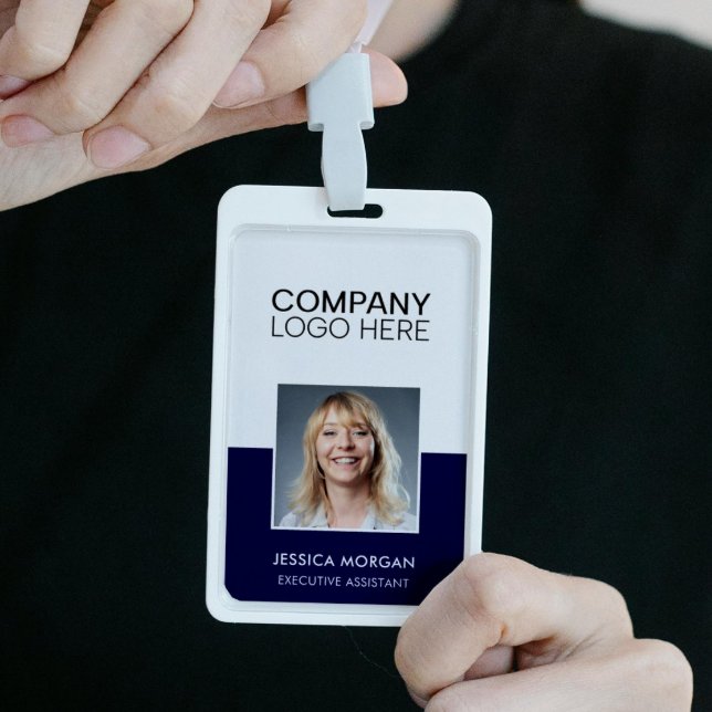 ID CORPORATE LOGO EMPLOYEE PHOTO DARK BLUE NAVY ID BADGE (Creator Uploaded)