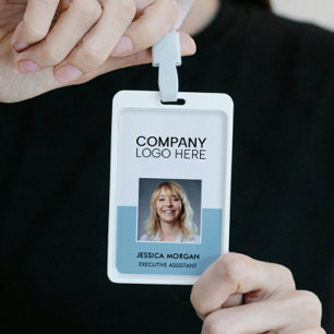 ID CORPORATE LOGO EMPLOYEE PHOTO DUSTY PALE BLUE BADGE