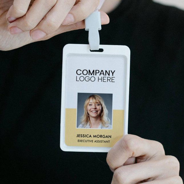 ID CORPORATE LOGO EMPLOYEE PHOTO LIGHT YELLOW ID BADGE (Creator Uploaded)
