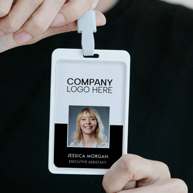 ID CORPORATE LOGO EMPLOYEE PHOTO MINIMAL BLACK ID BADGE (Creator Uploaded)
