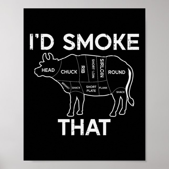 Id Grill That Cow Beef Meat Chart Bbq Barbecue Gri (Front)