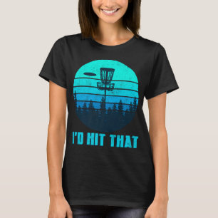 Id Hit That Disc Golf Basket Sunset Retro Golfing  T-Shirt