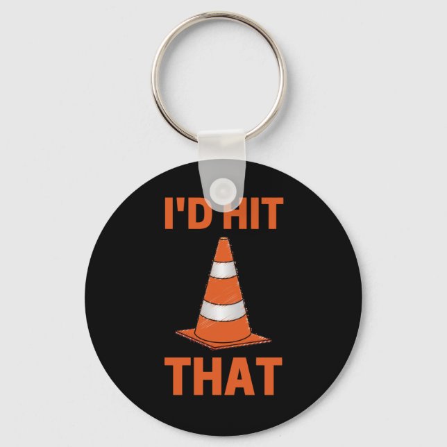 I'd hit that funny autocross driver orange cone key ring (Front)