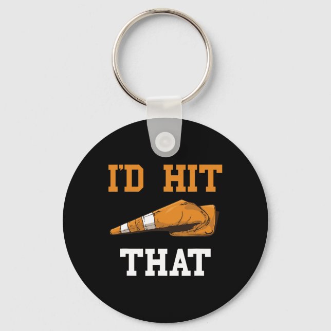 I'd Hit That Funny Halloween Costume Traffic Cone  Key Ring (Front)