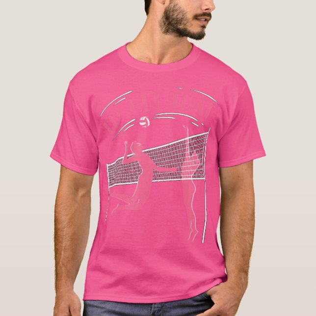 Id Hit That Sand Volley Ball Pink Beach Volleyball T-Shirt (Front)