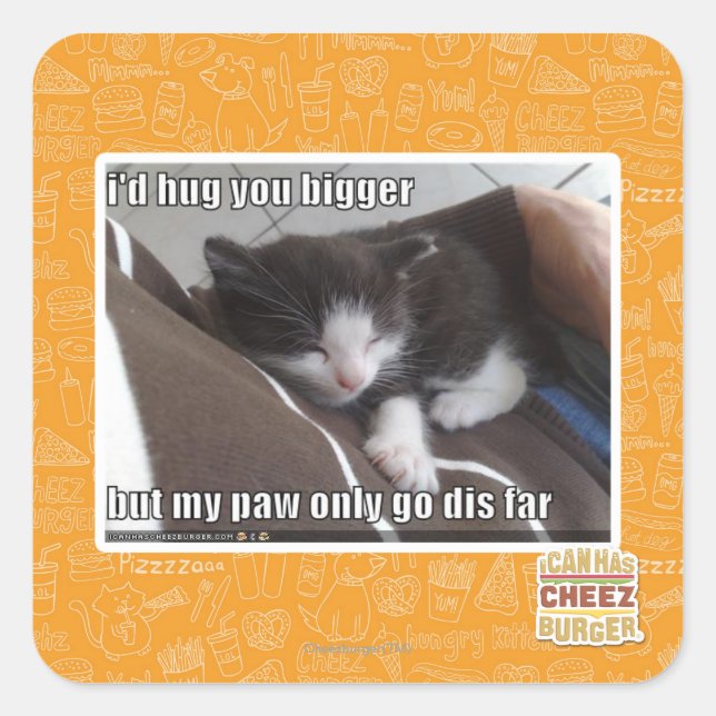 I'd hug you bigger square sticker (Front)