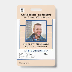 ID Identification Bar Code Employee Custom Medical Badge