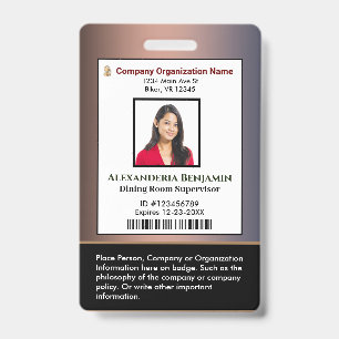 ID Identification Card Bar Code Photo Badge